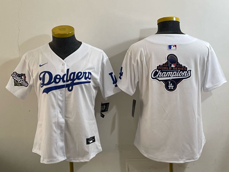 Youth 2025 Los Angeles Dodgers Blank White Game Nike MLB Jersey style 0010